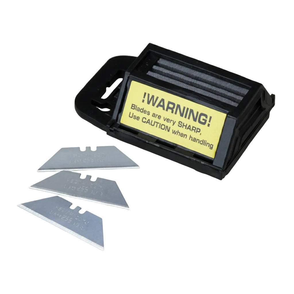 Set of razor blades with a black holder.