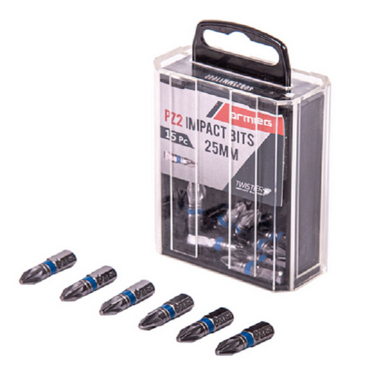 25mm Impact Screwdriver Bits - 15 Piece Tic Tac Box
