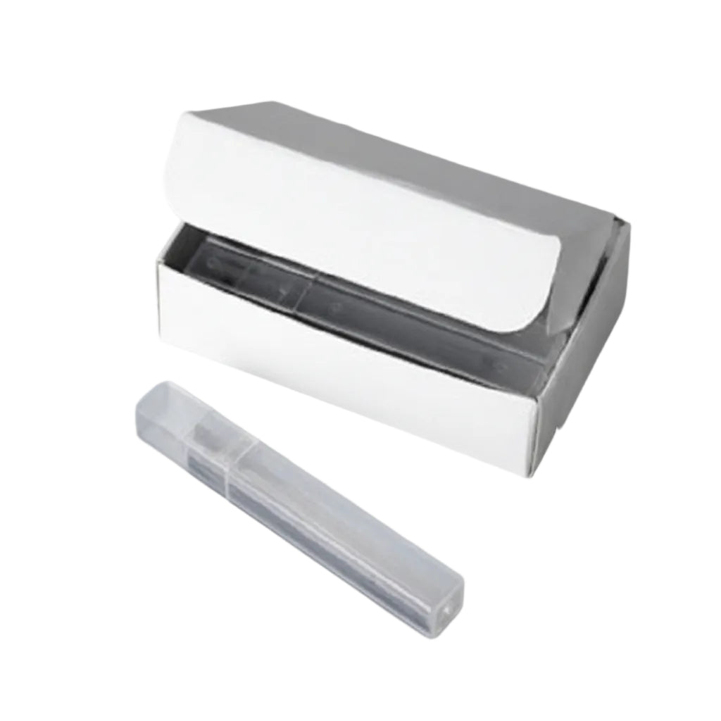 Metallic box with a clear cylindrical object.